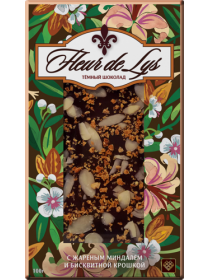 Шоколад темный "Fleur de Lys"с миндалём и бисквитной крошкой 100 г